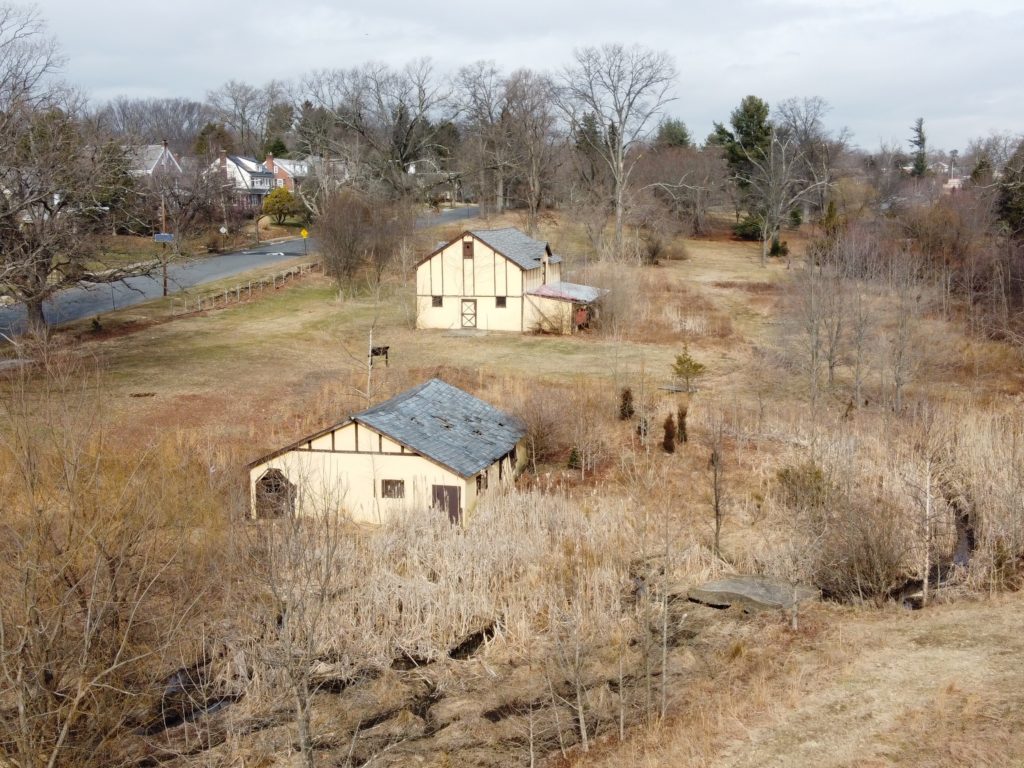 aerial view of animal barns